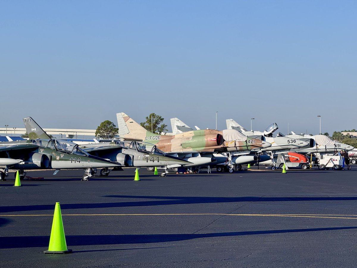 PIC_Colleen's tweet image. Some cool birds on the ramp today! I think one is a Harrier? We all know I’m horrible with identifying military aircraft.