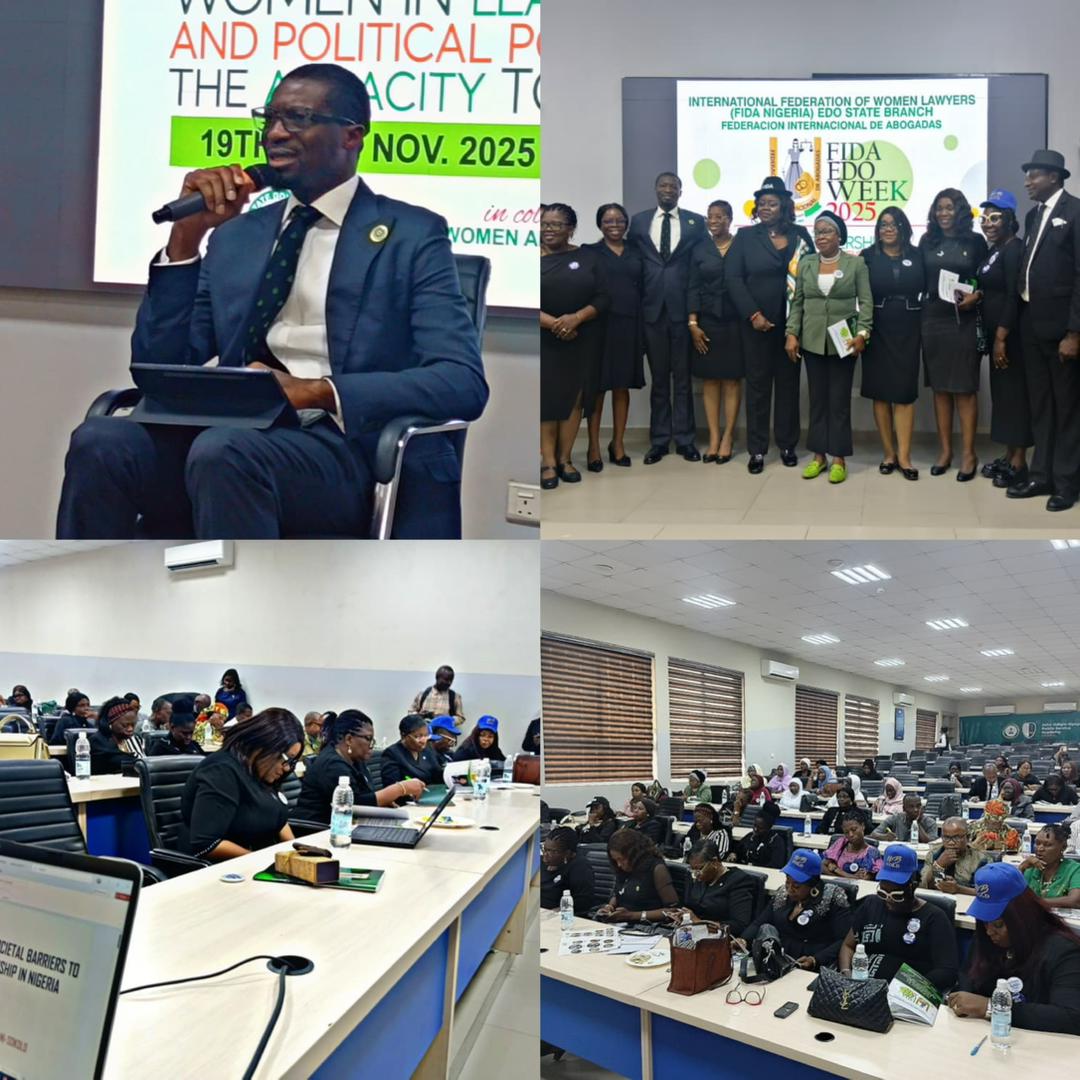 OmoyemiAkangbe's tweet image. Today, I had the honour of attending the FIDA Edo Law Week 2025 as the Keynote Speaker for the theme “Women in Leadership and Political Positions: The Audacity to Hope.” 

It was a privilege to lend my voice to the critical conversations on women in leadership and the advancement…