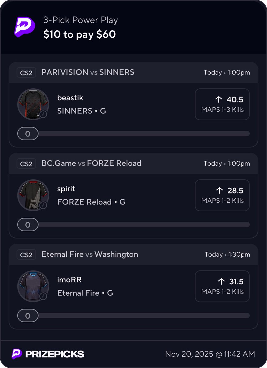 ParlayMel's tweet image. Time to frag out! #cs2 #PRIZEPICKSCSGO