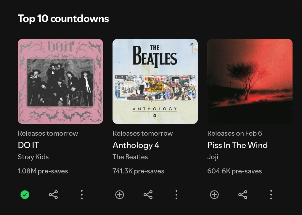 Spotify Global Countdown Chart:

#1 "DO IT" (#StrayKids) — 1.08M pre-saves (+30k) 🔥 

💿 spotify.link/6ZIOgYj3FXb