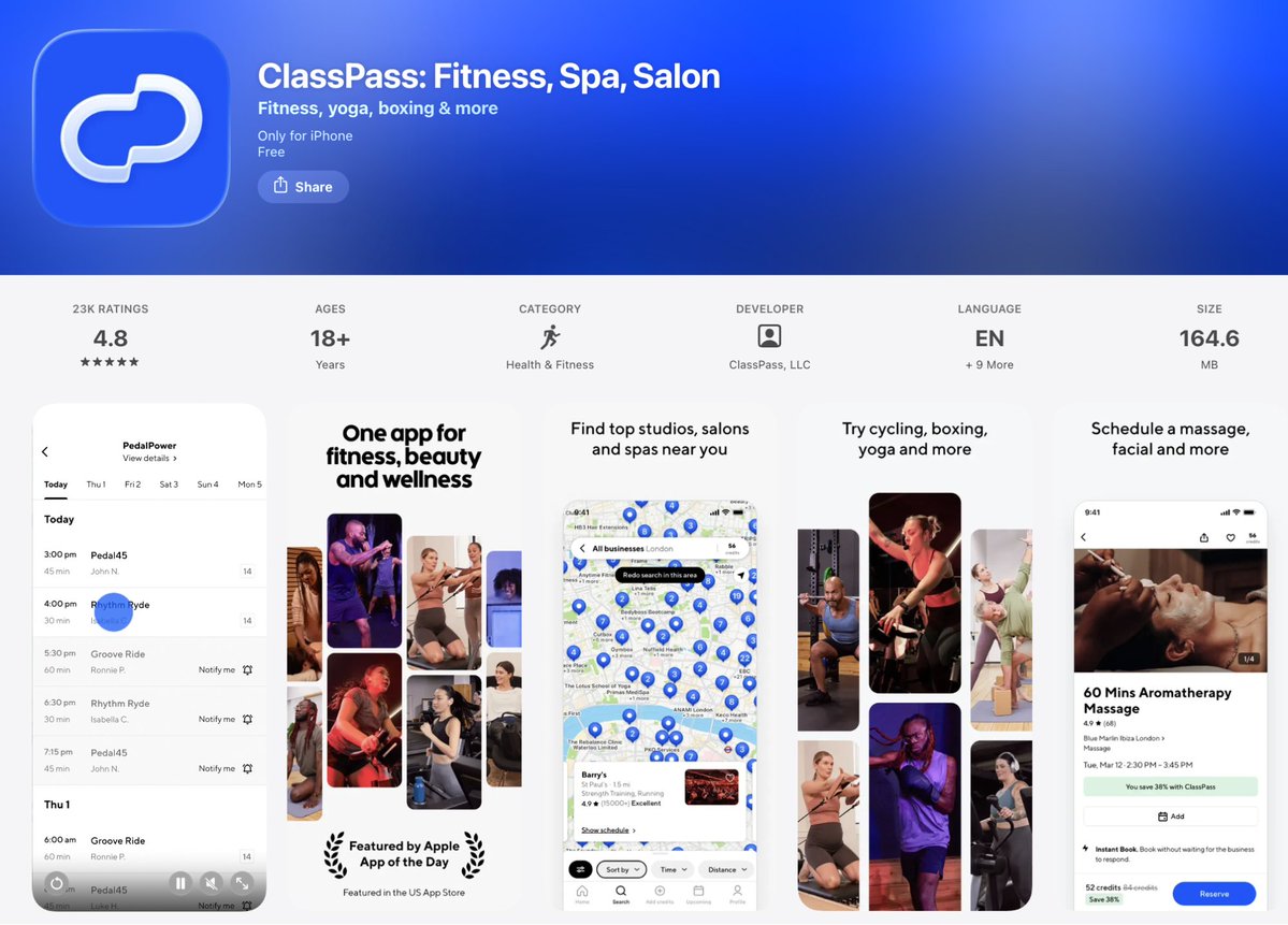RevenueCat's tweet image. 🎟️ @classpass: boutique fitness credits → full-stack lifestyle membership