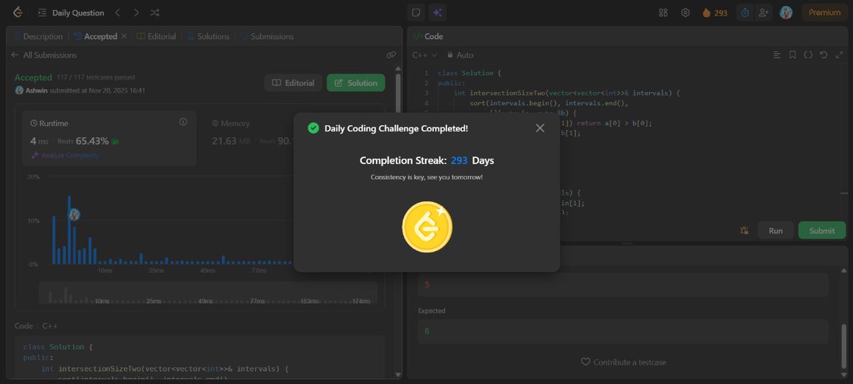 mystic_decoder's tweet image. Day 144               

- Leetcode potd     
- OA Round
- ML exam prep continued  

Do connect and join the grind! 🔥 

#nDaysOfCode #MERNStack #DSA #BuildInPublic #CodingJourney