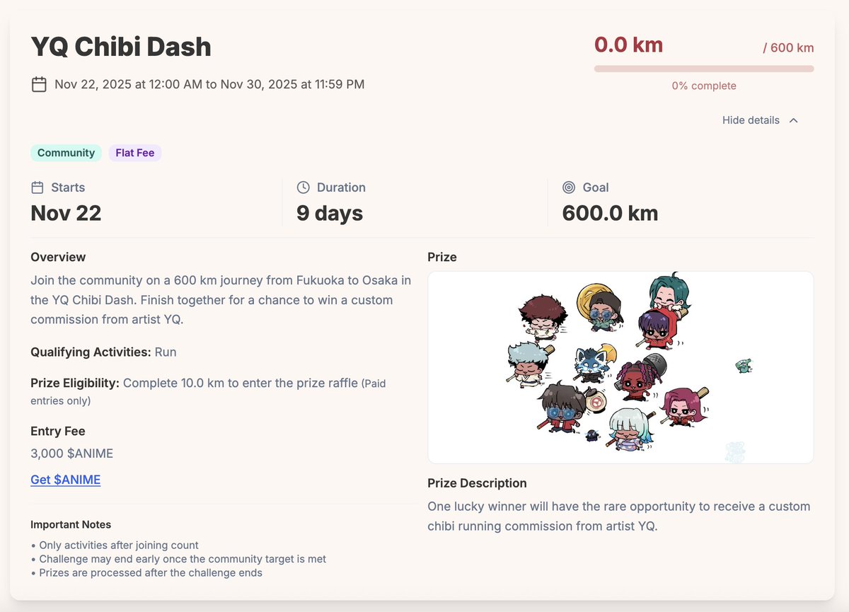 azukirunclub's tweet image. Ready to chibi-fy your run? 🏃‍♂️💨

Join the YQ Chibi Dash challenge as we take on a 600 km journey from Fukuoka to Osaka 🏯

One lucky finisher will win a one-of-a-kind chibi-style commission from legendary garden artist @YQCre8 san! 🇯🇵⛩️

You won&apos;t want to miss this one!