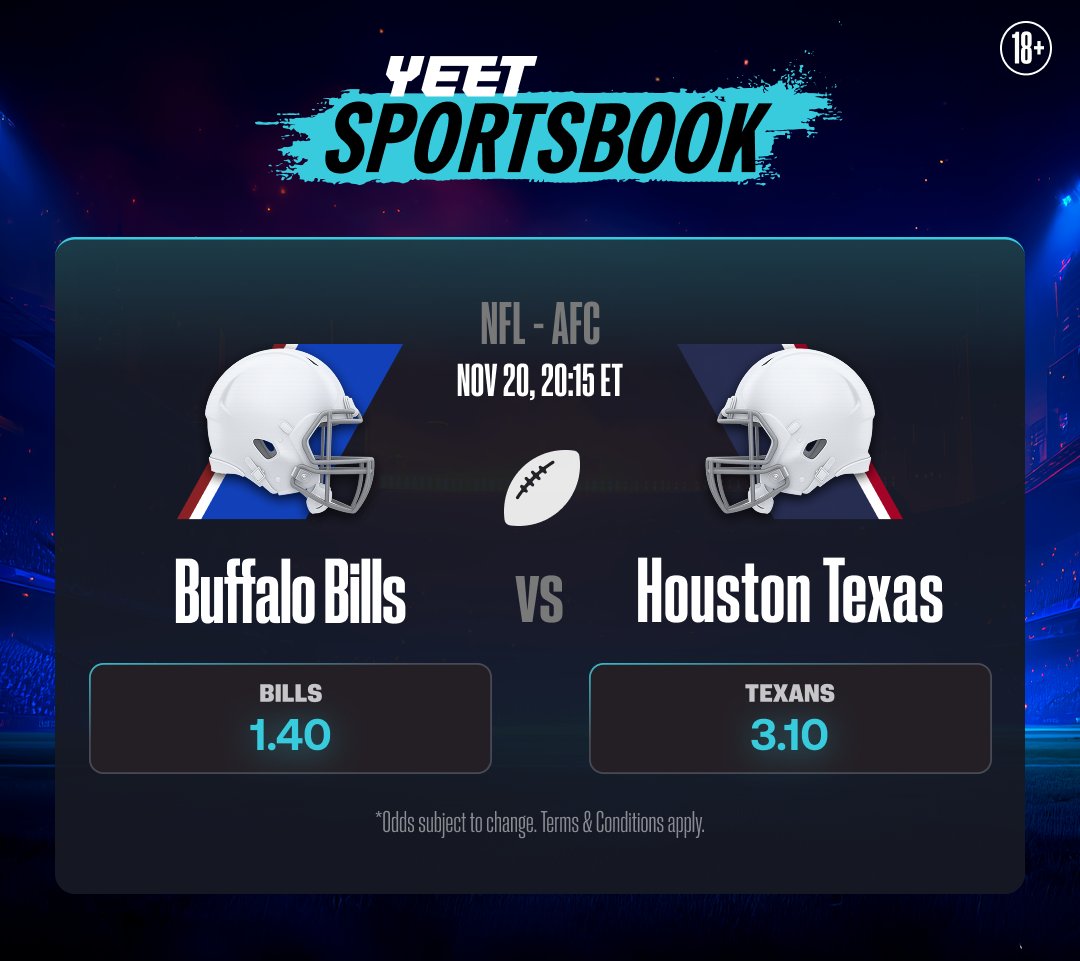 Texans vs. Bills tonight - 8:15 PM ET

Lines are live. Odds are moving.

Who you riding with?