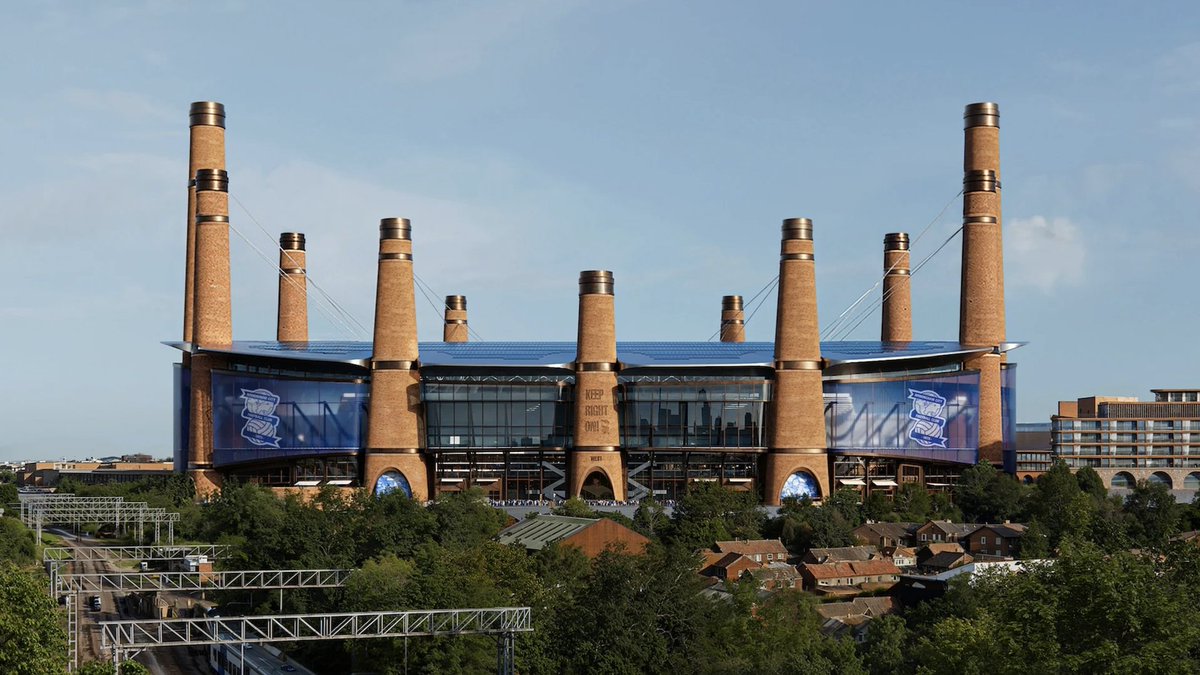 Too late for the news in GT123, but Birmingham City have released images of their planned new 62,000-seat stadium; part of a new 'Sports Quarter' in the east of the city. The stunning design features 12 chimney-form towers in a nod to the city's brickworks heritage.
Pic: BCFC