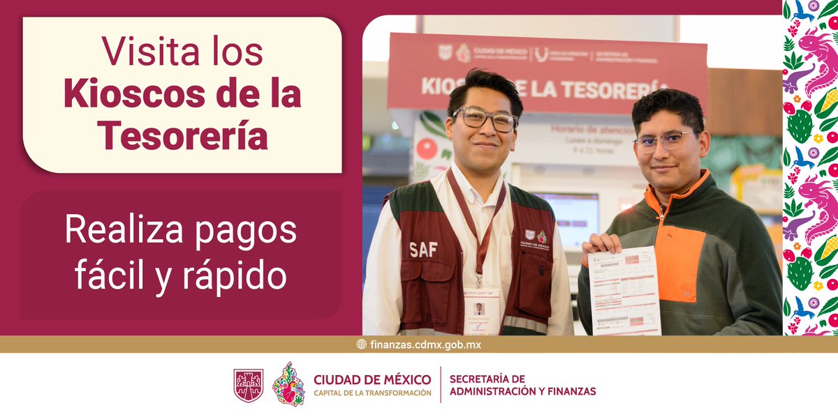 ¿Ya conoces los Kioscos de la Tesorería?
Consulta todo lo que puedes hacer, encuentra el más cercano a ti 👉 🔗 bit.ly/3YZ8s7x