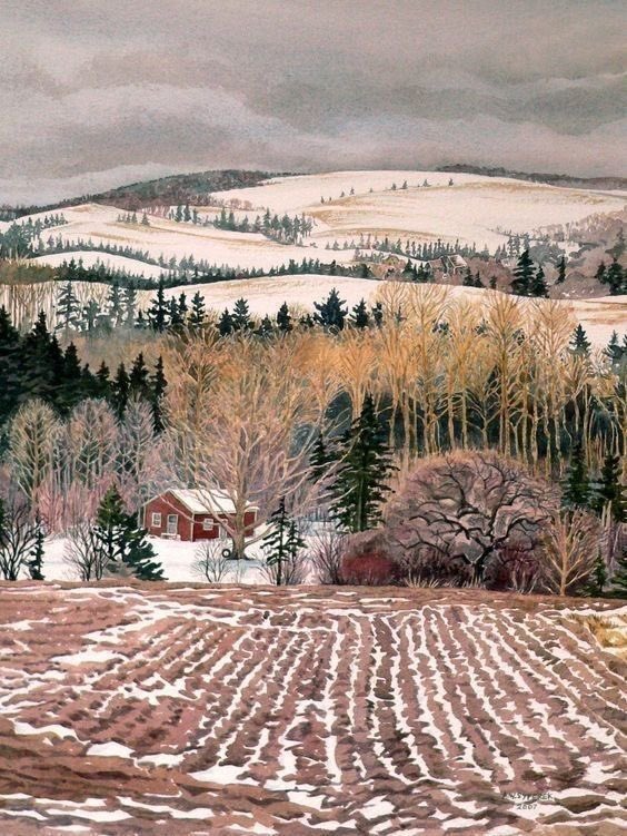 Anna Syperek 
Born in England of Polish and English parents and raised in Ontario later moving to Nova Scotia when she was 20
‘Little Red Cabin in Lanark’
Watercolour