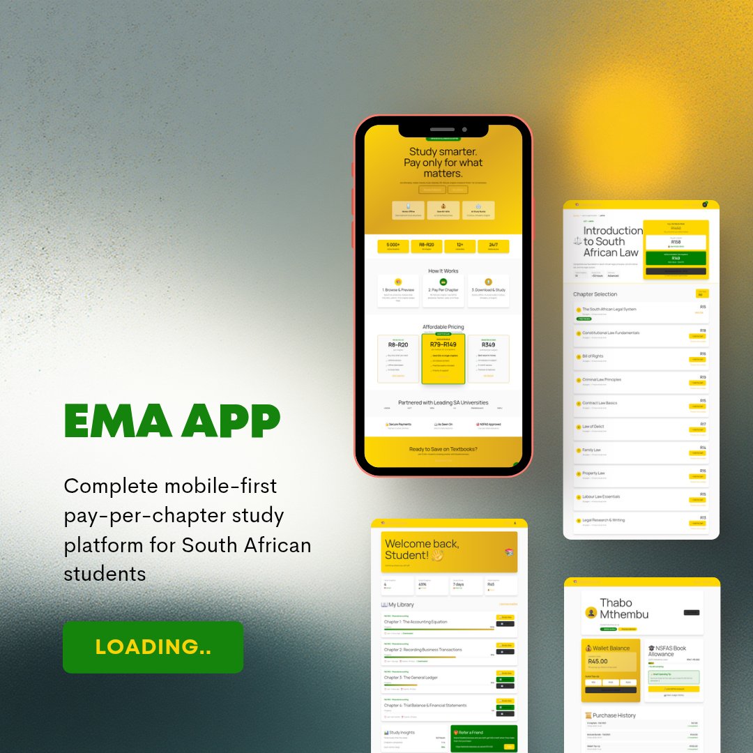 therealbutter_x's tweet image. #EduMicroAccess – Pay-Per-Chapter Study Platform

A mobile-first web application designed for South African students to purchase affordable study materials by chapter instead of expensive full textbooks.

Prototype: edumicroaccess.webflow.io/edumicroaccess 

## 🎯 Core Features