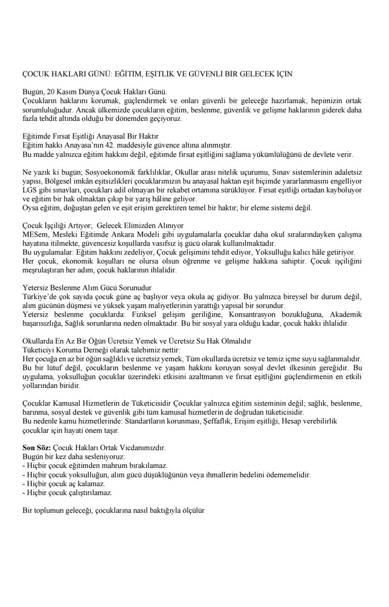 TukoderGM's tweet image. ÇOCUK HAKLARI GÜNÜ
- Hiçbir çocuk eğitimden mahrum bırakılamaz, 
- Hiçbir çocuk yoksulluğun, alım gücü düşüklüğünün veya ihmallerin bedelini ödememelidir, 
- Hiçbir çocuk aç kalamaz, 
- Hiçbir çocuk çalıştırılamaz.
Çocuk Hakları Ortak Vicdanımızdır.