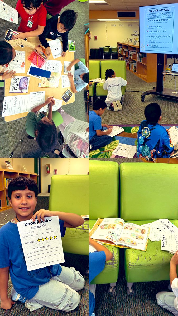 IrvingLibraries's tweet image. A dynamic lesson with The Humble Pie! 🥧📚Students practiced inferencing, figurative language, &amp;amp; vocabulary in English &amp;amp; Spanish through think-pair-share discussions on humility w/ @EstherRivas_3. They wrapped up with book ✅out, reviews, art, &amp;amp; Interland for digital citizenship!