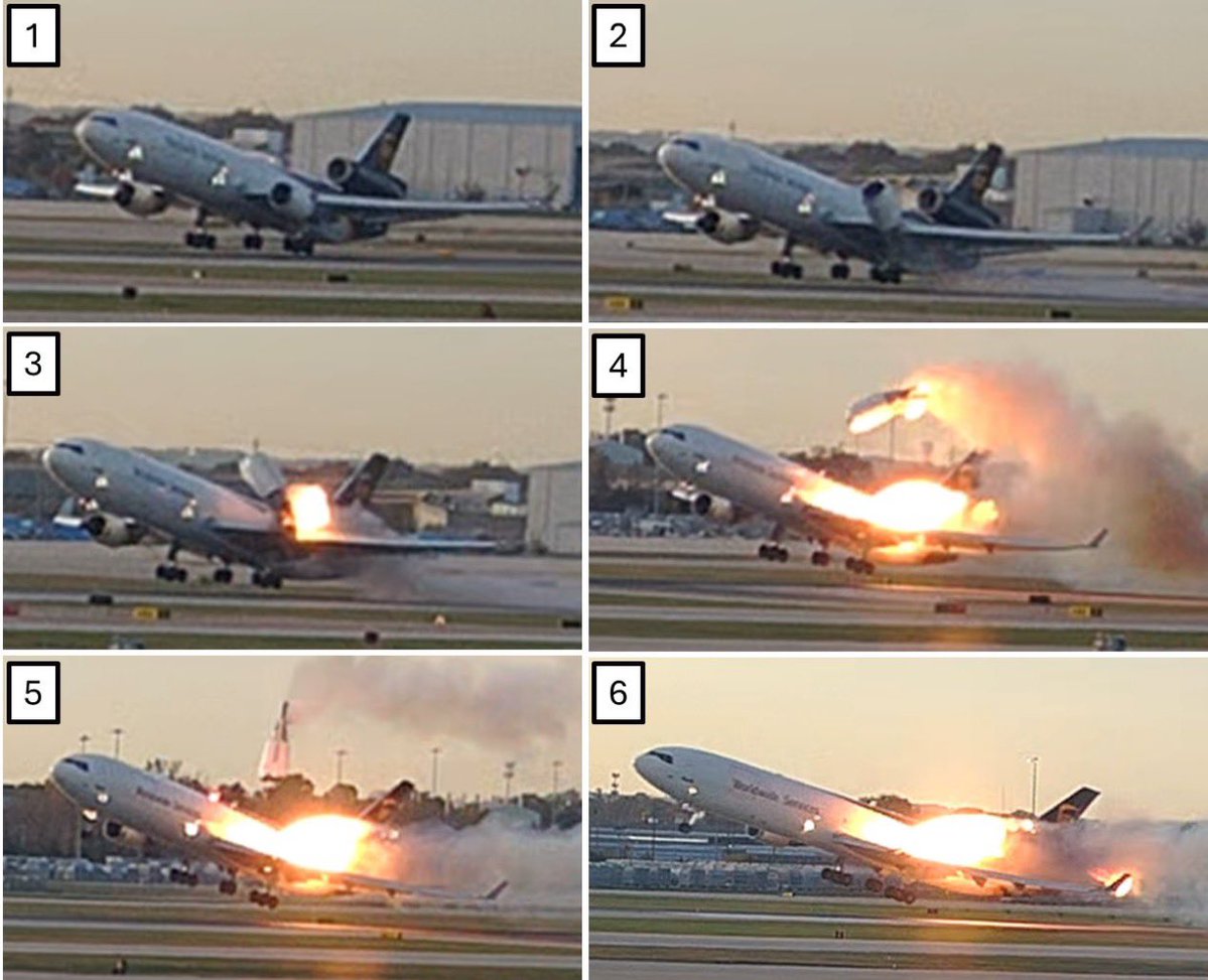 Breaking911's tweet image. New NTSB photos reveal that the left engine on UPS Flight 2976 detached from the aircraft, hit the fuselage, and sparked a fire, which caused the aircraft to crash, resulting in the tragic death of 14 people.