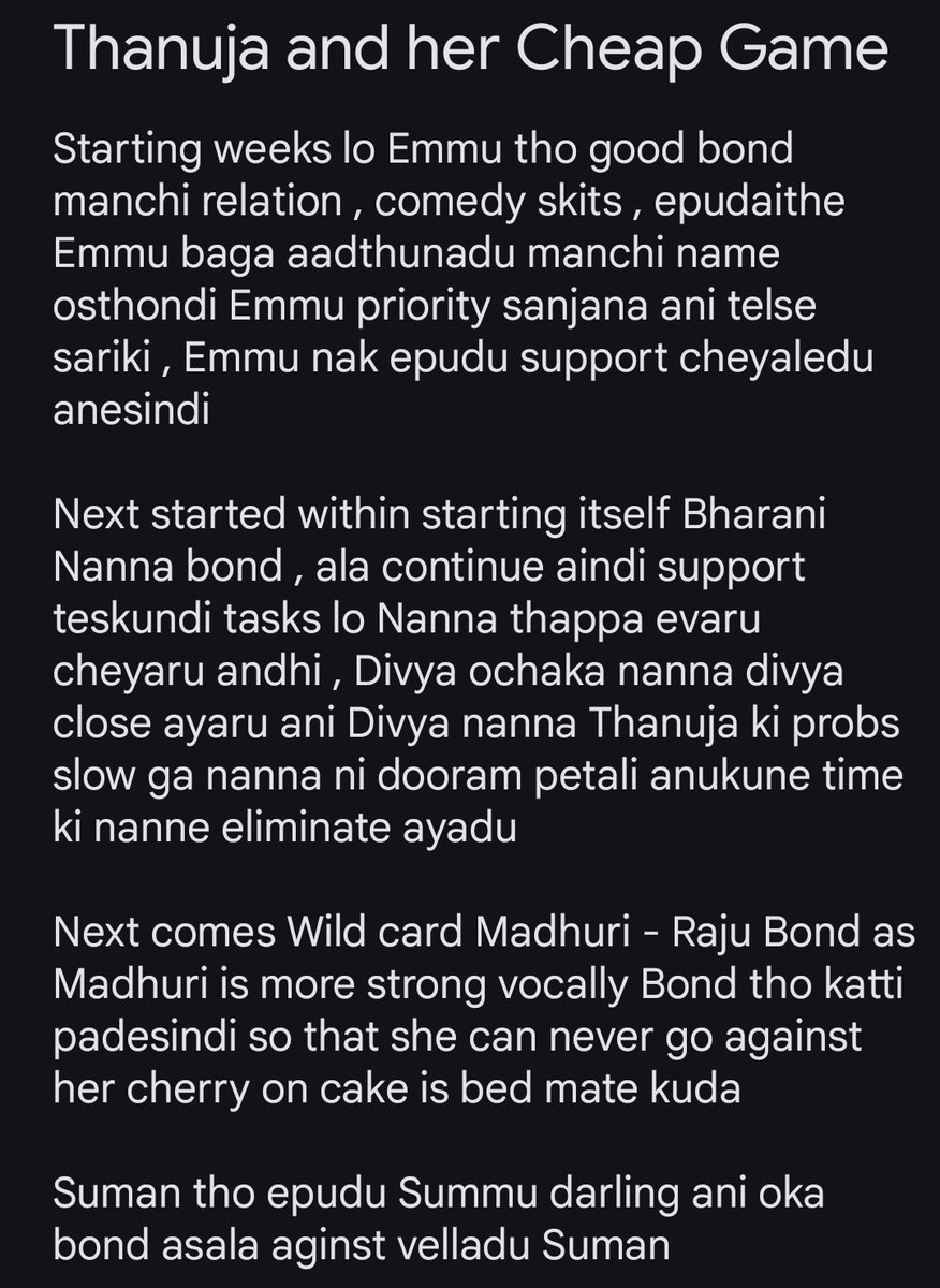 kili_kiliye's tweet photo. This is Long Post but Do Read it if u have time

My opinion/analysis on Thanuja's Emotional Game since beginning 

#BiggBossTelugu9 https://t.co/rZk6sp0z01
