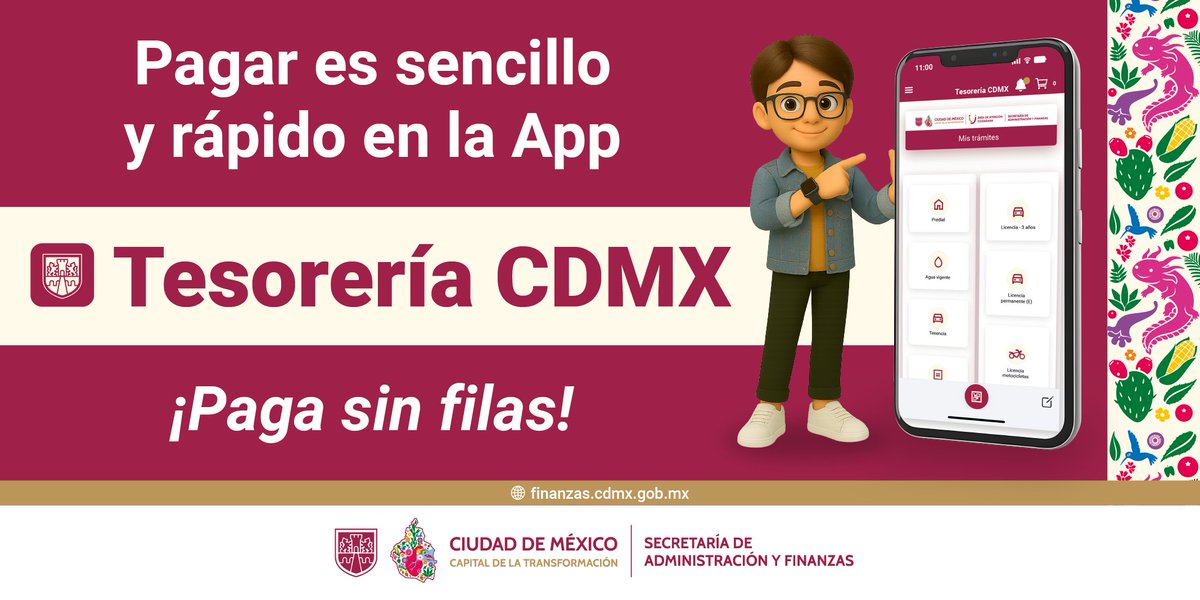 💳 Realiza pagos de predial, tenencia, agua, licencias de conducir en la App #TesoreríaCDMX.
#SinFilas fácil y rápido 🏃
#LaSAFContigo