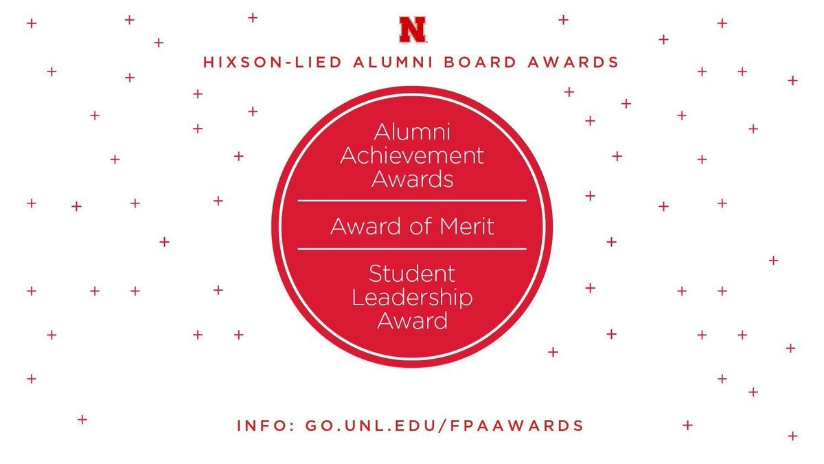 UNLArts's tweet image. The Hixson-Lied College of Fine and Performing Arts is taking nominations for our Alumni Board awards, which include the Alumni Achievement Award, Student Leadership Award &amp;amp; Award of Merit. Info: go.unl.edu/fpaawards. Nominations are due by Friday, Dec. 12. #UNLarts
