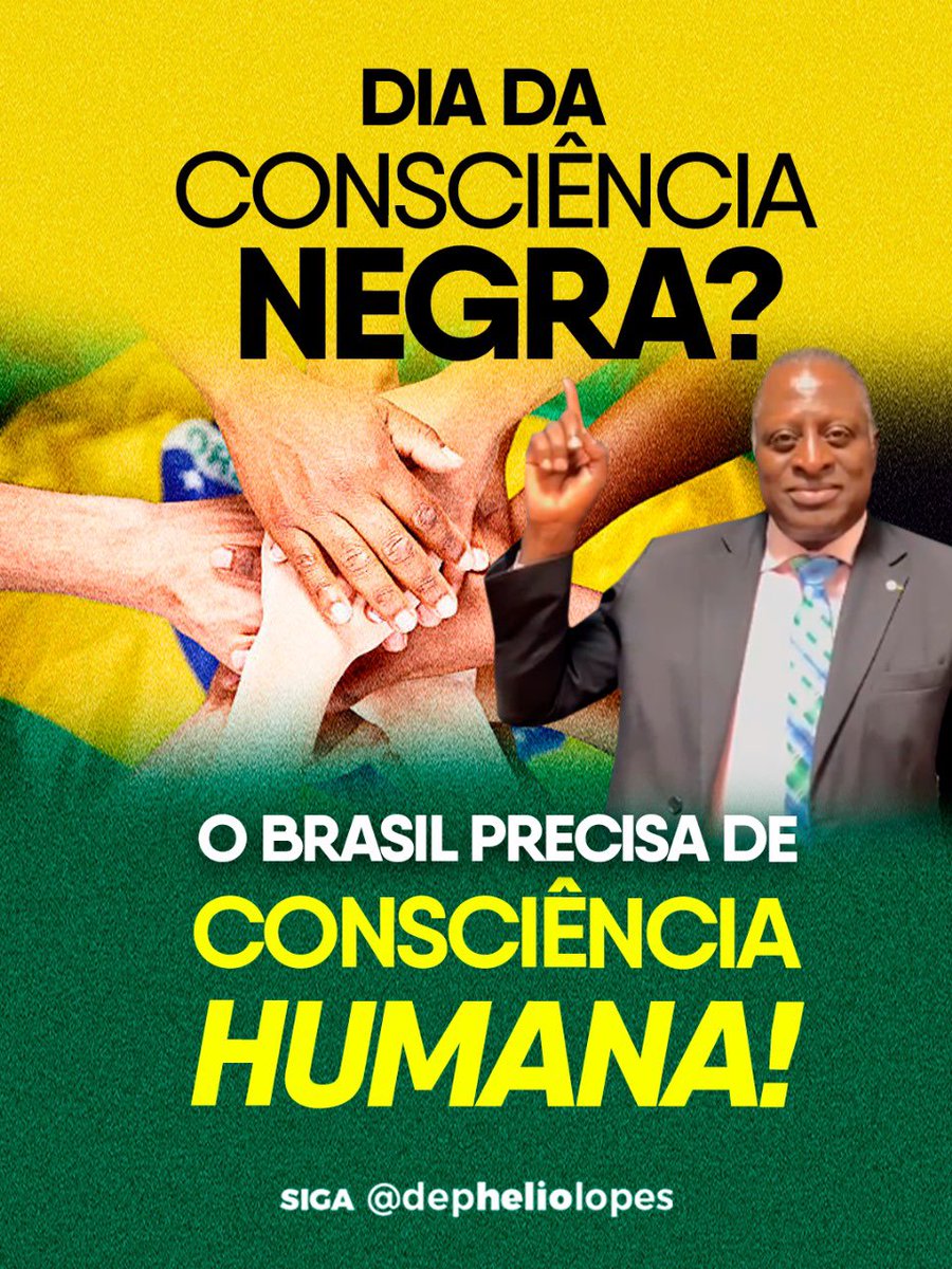 depheliolopes's tweet image. Nessa data, a verdadeira comemoração deveria ser por uma Consciência HUMANA, que respeita os DIREITOS HUMANOS, as pessoas que possuem um posicionamento diferente, os mais vulneráveis, independente da COR da PELE. Chega de segregação no nosso país, chega de vitimismo, somos um só…