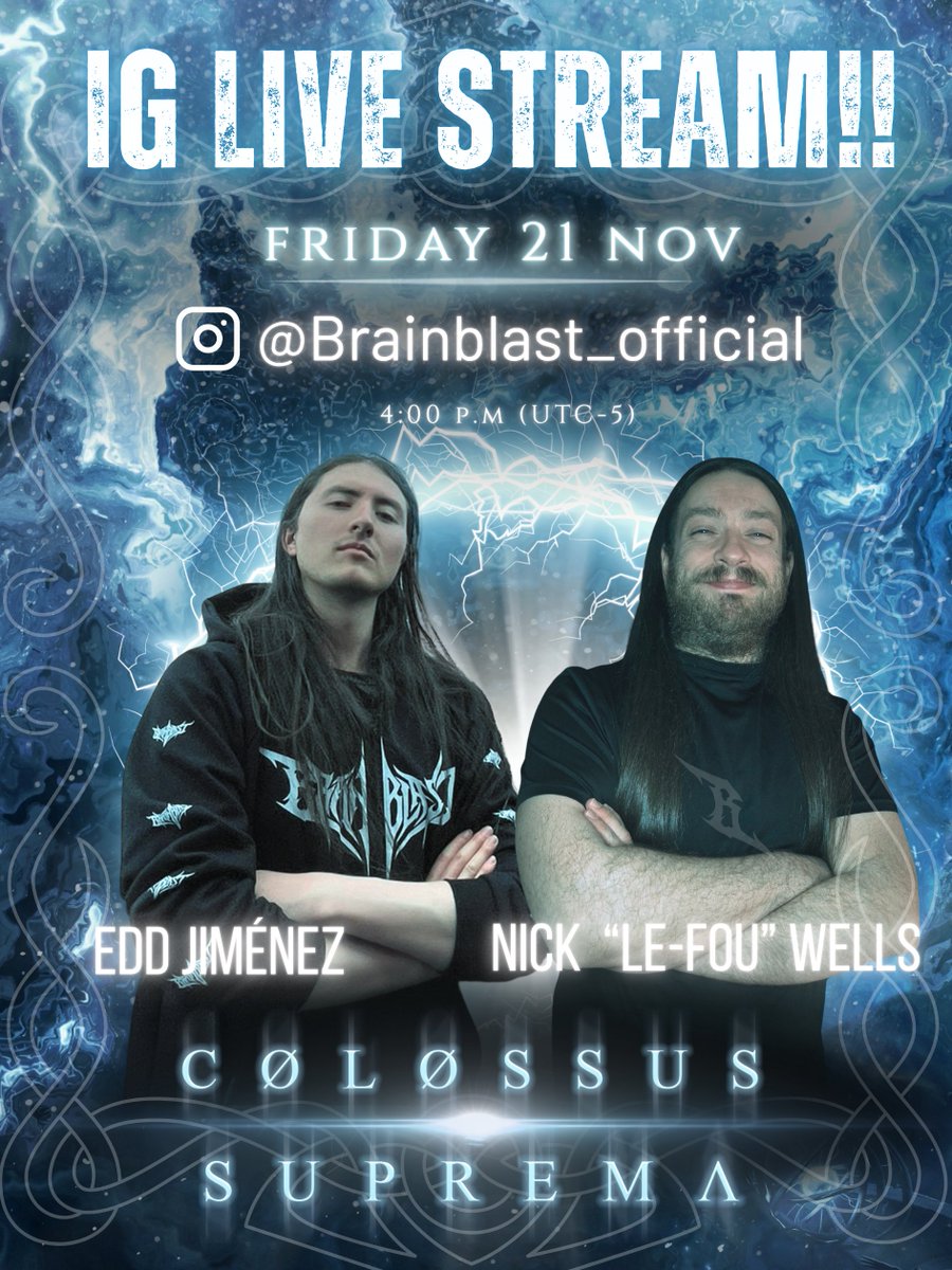 BRAINBLAST_BAND's tweet photo. ⚡ IG LIVE STREAM — TOMORROW ⚡

📅 Friday, Nov 21
⏰ 4:00 PM (UTC-5)
🇨🇦/🇨🇴 4:00 PM · 🇺🇸 4:00 PM · 🇲🇽 3:00 PM
🇦🇷/🇨🇱 6:00 PM · 🇪🇸/🇫🇷/🇩🇪 10:00 PM

📍 Live on Instagram: @Brainblast_official
Don’t miss it!!!⚡ https://t.co/tiFafj5KW1
