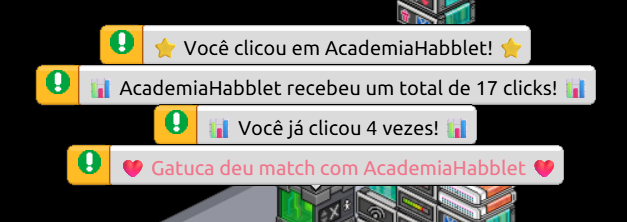 Gatucaria's tweet image. TUTORIAL DE WIRED DE CLICK COM CONTAGEM MATCH TUDO QUE SE TEM DIREITO!

Muito usado nos barzinhos, cafézinhos e etc, trouxe aqui ensinando tudinho! E se não quiser todas essas informações, é só retirar as mensagens que não quer!

Link da Academia Habblet no post abaixo!

#habblet