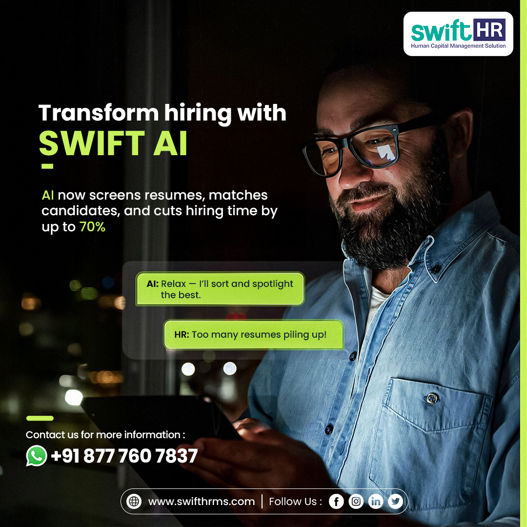 swifthrms's tweet image. #Swift AI. Smarter Recruitment.
AI now screens resumes, predicts fit &amp;amp; recommends top talent in minutes.

🌐 𝗪𝗲𝗯𝘀𝗶𝘁𝗲: 𝘄𝘄𝘄.𝘀𝘄𝗶𝗳𝘁𝗵𝗿𝗺𝘀.𝗰𝗼𝗺
📞 𝗖𝗼𝗻𝘁𝗮𝗰𝘁: +𝟵𝟭 𝟴𝟳𝟳 𝟳𝟲𝟬 𝟳𝟴𝟯𝟳

#SwiftHRMS #SwiftHR #AIinHR #FutureofHiring #TalentAcquisition