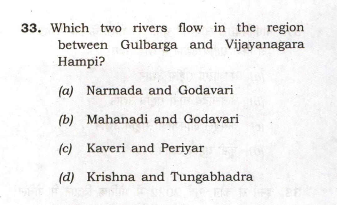 Pallavi_M9's tweet image. Which two rivers flow in the region between Gulbarga and Vijayanagara Hampi?
#Gulbarga #Kalaburagi #UPSC #examtips