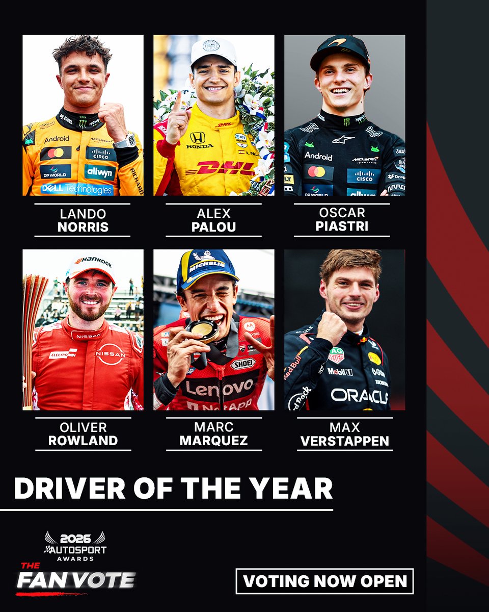 autosport's tweet image. Your #AutosportAwards nominees for Driver of the Year are here. Legends like Senna, Schumacher and Hamilton have won one of our most iconic awards.

VOTING NOW OPEN at autosport.com/awards-voting/