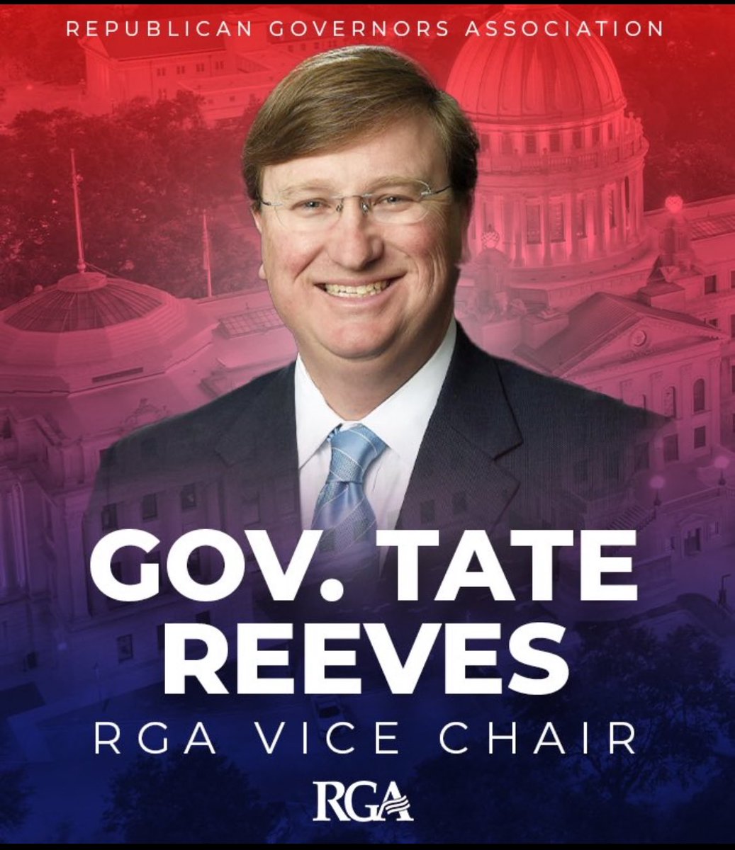 RepMichaelGuest's tweet image. Congratulations to Mississippi Governor. @tatereeves for being selected to serve as the Republican Governors Association Vice Chair. Mississippi has seen incredible growth and success under Governor Reeves’ leadership.