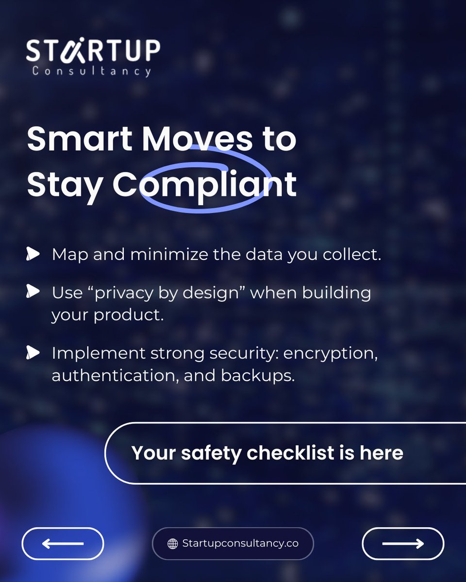 startupteam101's tweet image. Data compliance is your startup’s trust engine. From GDPR risks to weak vendor contracts, learn how to protect your product from day one.

#StartupSecurity #DataCompliance #BuildWithTrust #StartupConsultancy