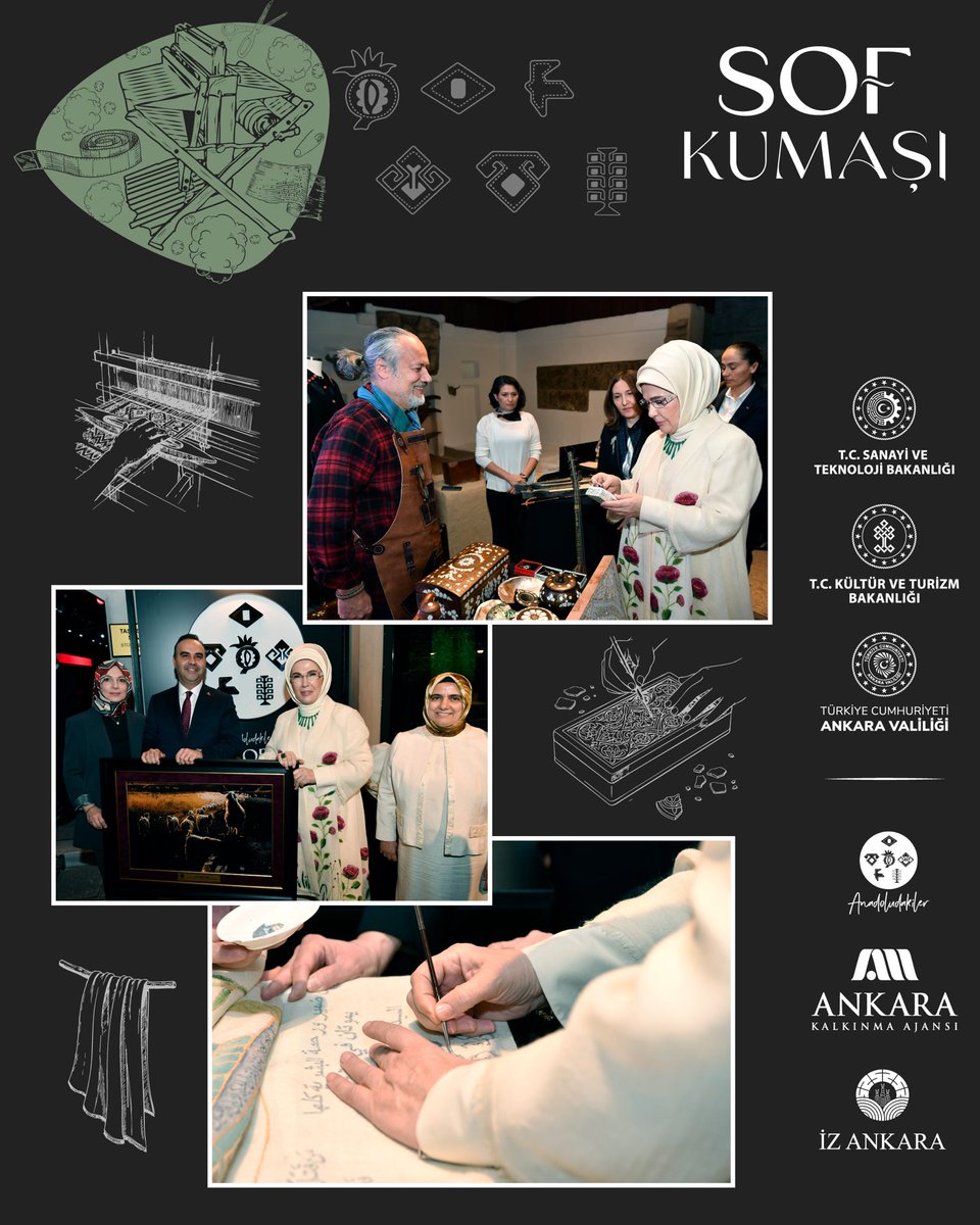 KalkinmaAjansGM's tweet image. Anadoludakiler: Sof’un Zamansız Yolculuğu

Ankara’nın yüzyıllar boyunca koruduğu zarafetin sembolü olan “Sof” kumaşın yeniden doğuşuna tanıklık ettik. 

Sayın Emine Erdoğan Hanımefendi’nin teşrifleriyle gerçekleşen bu anlamlı buluşma; Bakanlığımız, Kültür ve Turizm Bakanlığı,…