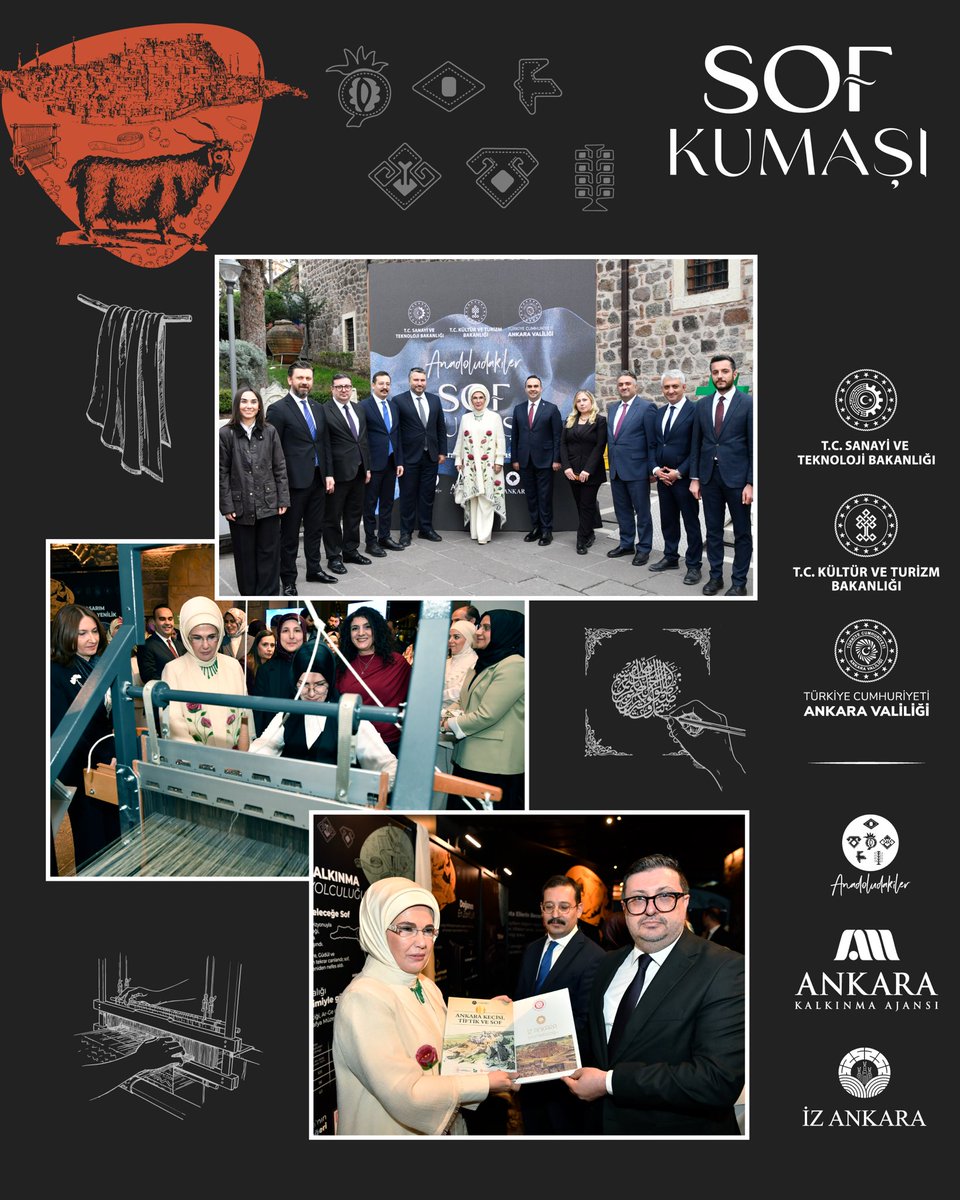KalkinmaAjansGM's tweet image. Anadoludakiler: Sof’un Zamansız Yolculuğu

Ankara’nın yüzyıllar boyunca koruduğu zarafetin sembolü olan “Sof” kumaşın yeniden doğuşuna tanıklık ettik. 

Sayın Emine Erdoğan Hanımefendi’nin teşrifleriyle gerçekleşen bu anlamlı buluşma; Bakanlığımız, Kültür ve Turizm Bakanlığı,…