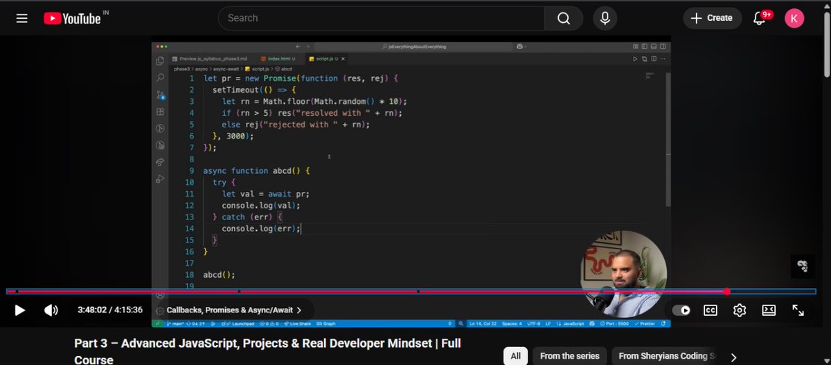 kajalchauhan001's tweet image. Day 18: Learned how JavaScript handles async tasks using Promises and async/await.
Understanding then/catch vs try/catch made async flow much clearer. Feeling more confident with real-world async code now!
#Day18 #JavaScript #AsyncAwait