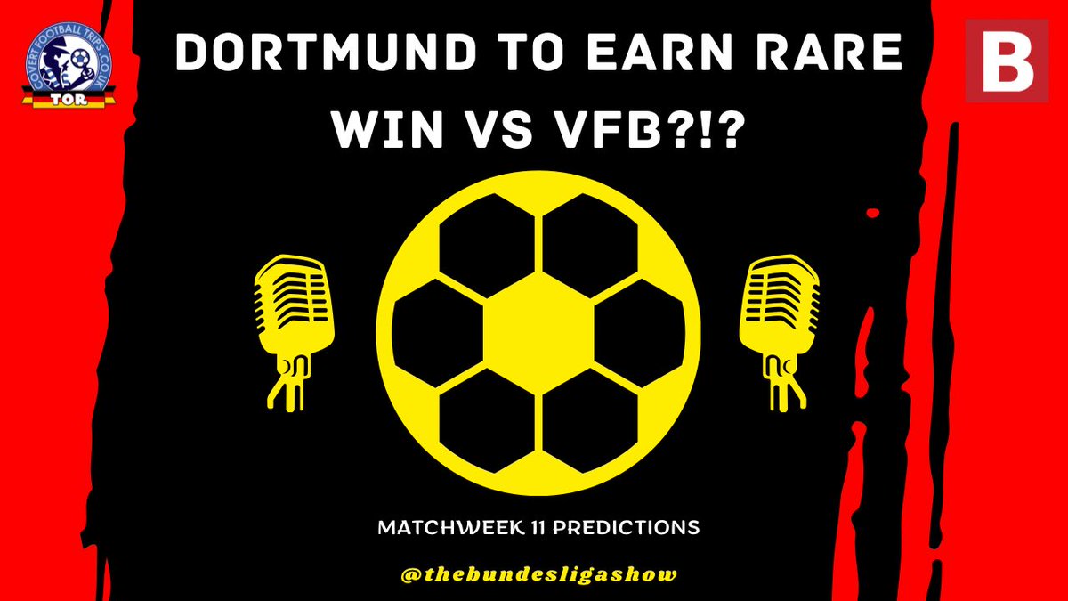 Bundesliga Prediction Show 📹🎙️

Tonight as a part of a double header we look ahead to MW11 at 8pm UK as <a href="/BundesligaRory/">Ruairidh ‘Bundesliga’ Petre</a> is joined by <a href="/_Camjsmith/">Cameron Smith</a> 😎

Can #BVB sink on form #VfB? Will the #Gladbach resurgence continue? 

youtube.com/live/NKJ1MOSO3…