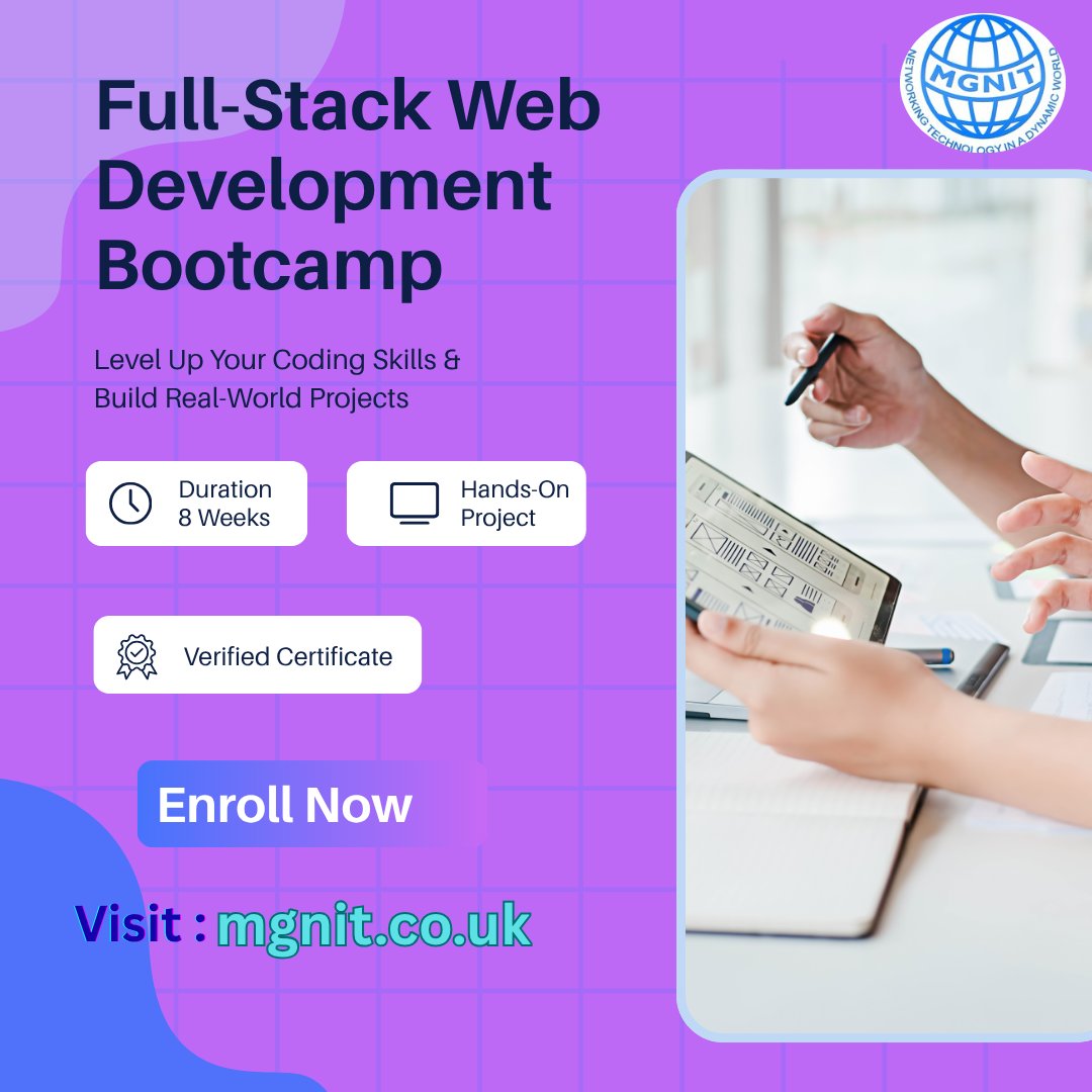 MGNITLtd's tweet image. Take your coding career to the next level with the MGNIT Full-Stack Web Development Bootcamp. mgnit.co.uk

#FullStackBootcamp
#WebDevelopmentTraining
#LearnToCode
#CodingBootcamp
#HandsOnLearning
#DeveloperSkills
#FrontendBackend
#TechCareerStart