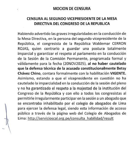 cviguria's tweet image. Tras DESOLDEN, DESOLDEN, en comisión permanente, congresitas de Fuerza Popular, Renovación popular, APP y otros presentan la censura contra Waldemar Cerrón de Perú libre, segundo vicepresidente del Congreso.