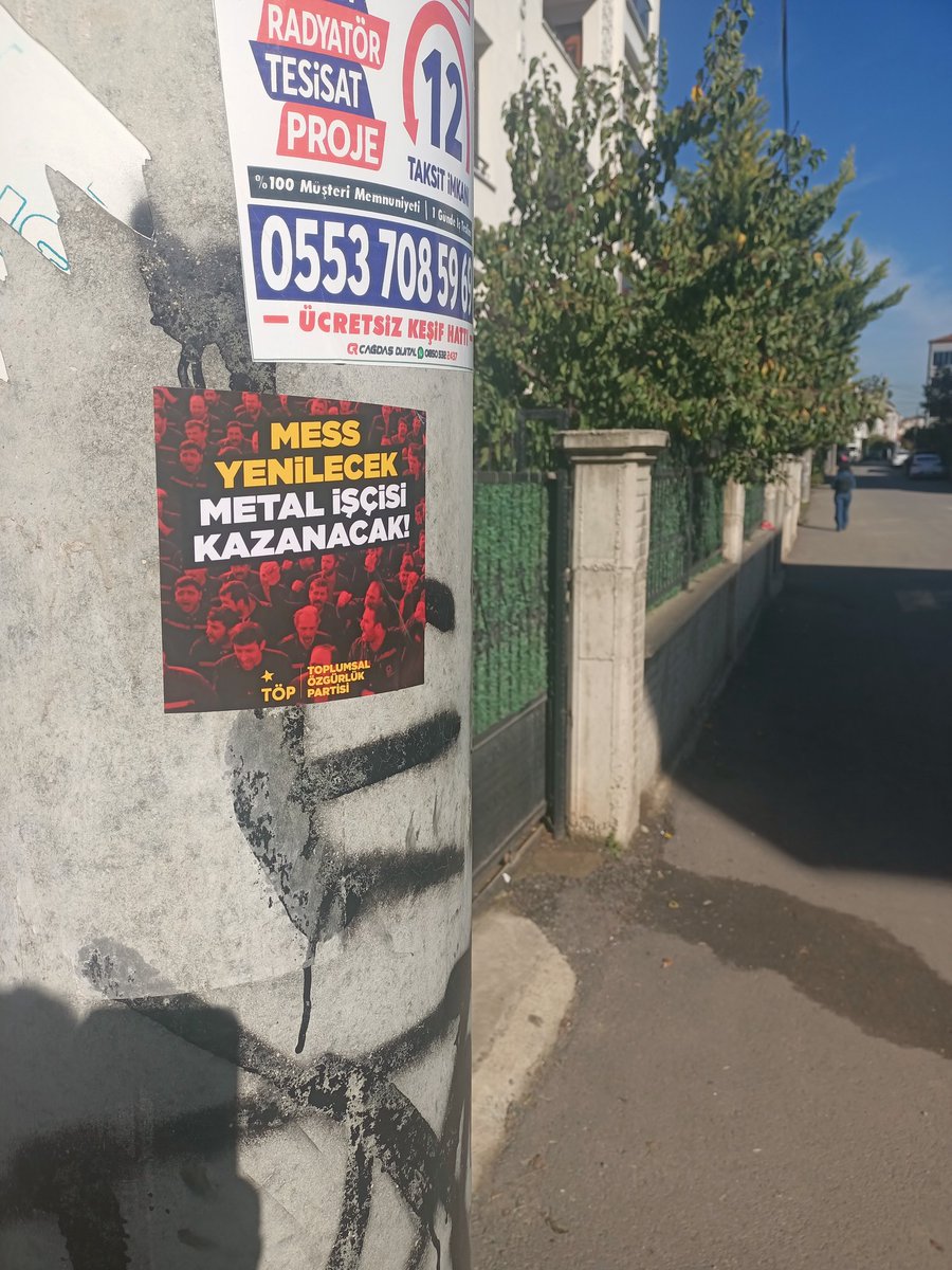 kocaeltoplumsal's tweet image. 📍Gebze
Metal iş kolunda bulunan işçilerin Mess ile gireceği toplu sözleşme döneminde:
"#Mess Yenilecek,Metal İşçisi Kazanacak!" başlıklı stickerlarımızı Gebze'nin mahallerine ve işçi duraklarına yapıştırdık.
Metal İşçisi Kazanacak,Biz Kazanacağız!
#Mess