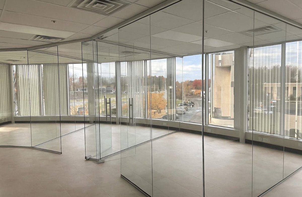 Natural light. Clean lines. Absolute clarity.
This North Jersey office was transformed using our frameless glass partition walls, a minimalist system that defines space without closing it off.

Each panel was custom-fit for a seamless look and professional acoustics, designed to