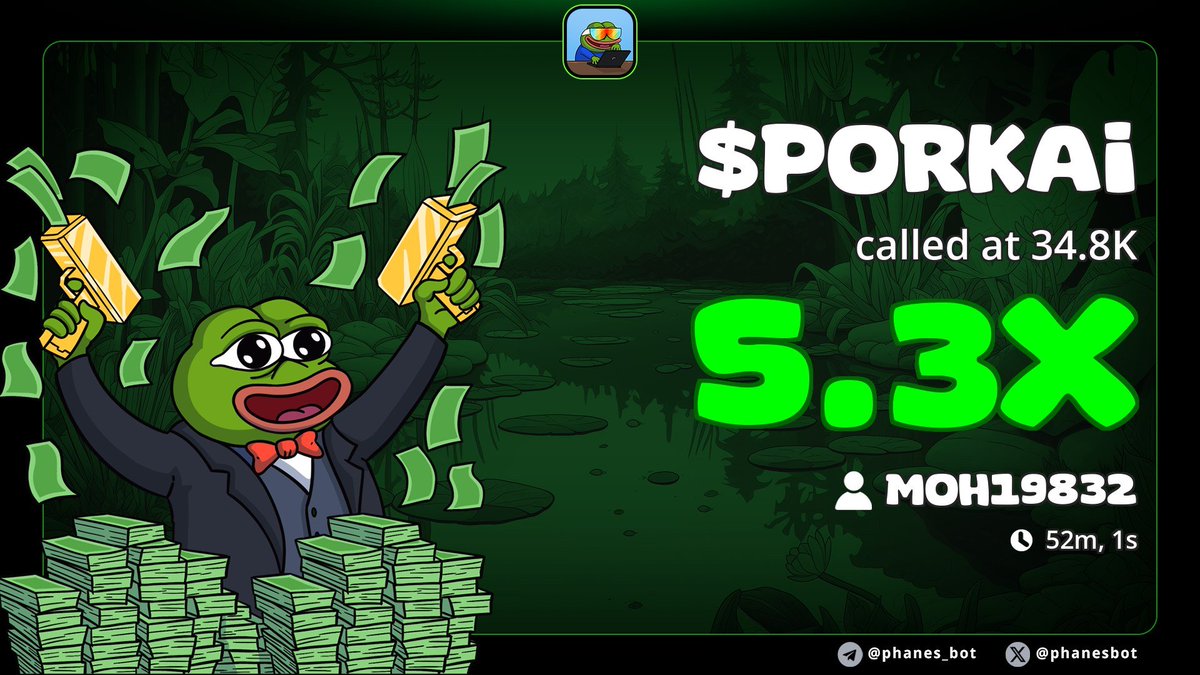 💸 $PORKAI hit 5.3x
Called early at 34.8K — another strong win locked in. 🔥
Clear signals. Consistent plays.
Moh19832 staying on top of the momentum. 📈

VIP Access:
👉 t.me/moh19832
(Limited spots available)
F8EpU8Sqai67GfuSHC24AMu5jtS8ddMCuTBvHiuPpump