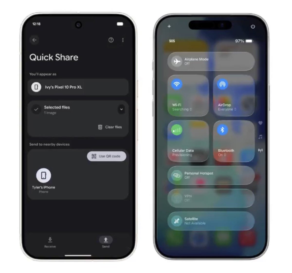 chehonz201's tweet image. 【超朗報】Quick ShareがAirDropと連携可能にｗｗｗこれでiPhoneとAndroidデバイス間のファイル転送が簡単にｗｗｗ 現状Pixel 10シリーズが利用可能、今後より多くのAndroidデバイスに展開される模様