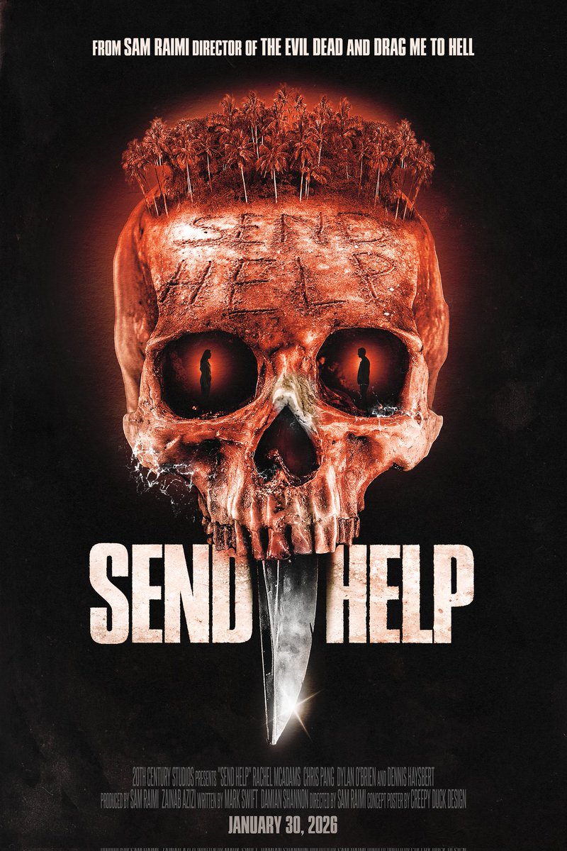 creepyduckart's tweet image. My concept poster for the upcoming #samraimi flick #SendHelp 🔪🩸⛱️ Really looking forward to this one. #digitalart 😉🤘
