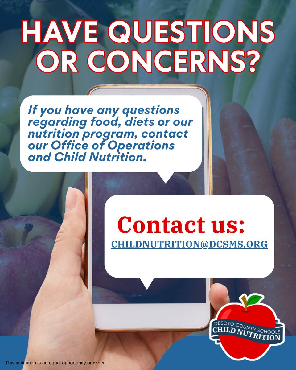teamDCSmeals's tweet image. Have questions about school meals, diets, or our nutrition programs? Reach out to the @DCSeNews Child Nutrition Services today! 📚💚
💻 childnutrition@dcsms.org

#TeamDCS #DeSotoMS #DeSotoMississippi #DeSoto #MSschools #DeSotocounty