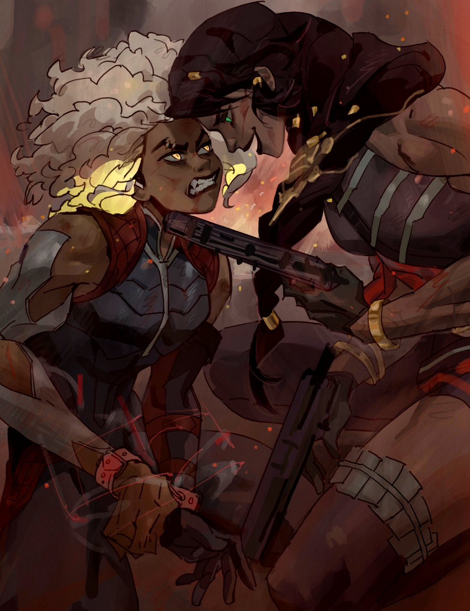 icing1314's tweet image. My part of the art trade with @Roselle_Vi ❤️❤️
#LeagueOfLegends #Samira #Rell