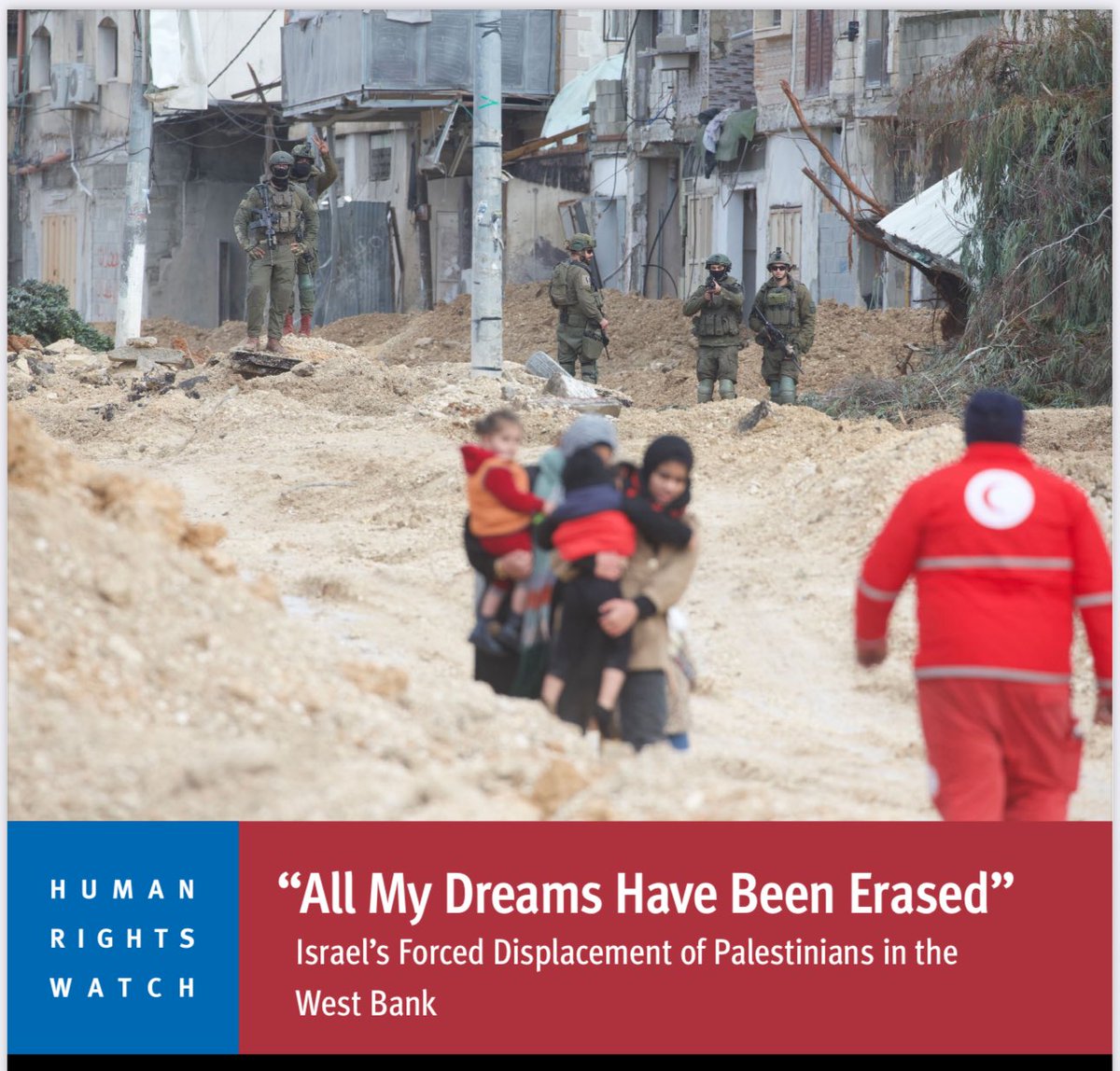 DropSiteNews's tweet image. 🔴 Human Rights Watch says Israel has carried out the largest forced displacement in the West Bank since 1967, emptying the Jenin, Tulkarem, and Nur Shams refugee camps during “Operation Iron Wall” in early 2025. 

About 32,000 Palestinians were expelled at gunpoint, often with…
