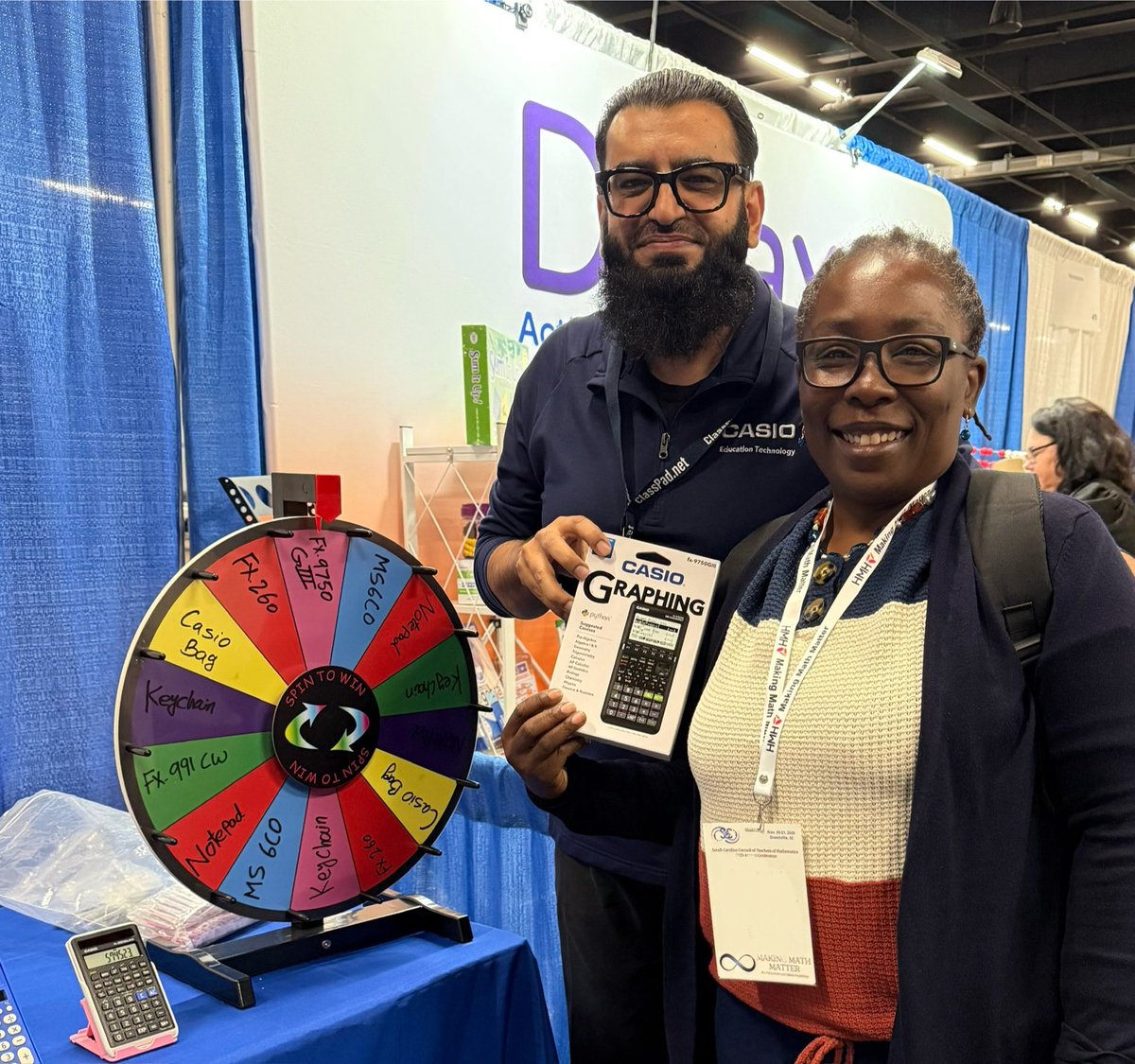 CasioEdTech's tweet image. Having a blast and spreading cheer at #scctm at the #Casio booth! We love showing teachers how Casio stacks up! 🙌 #iteachmath #mtbos