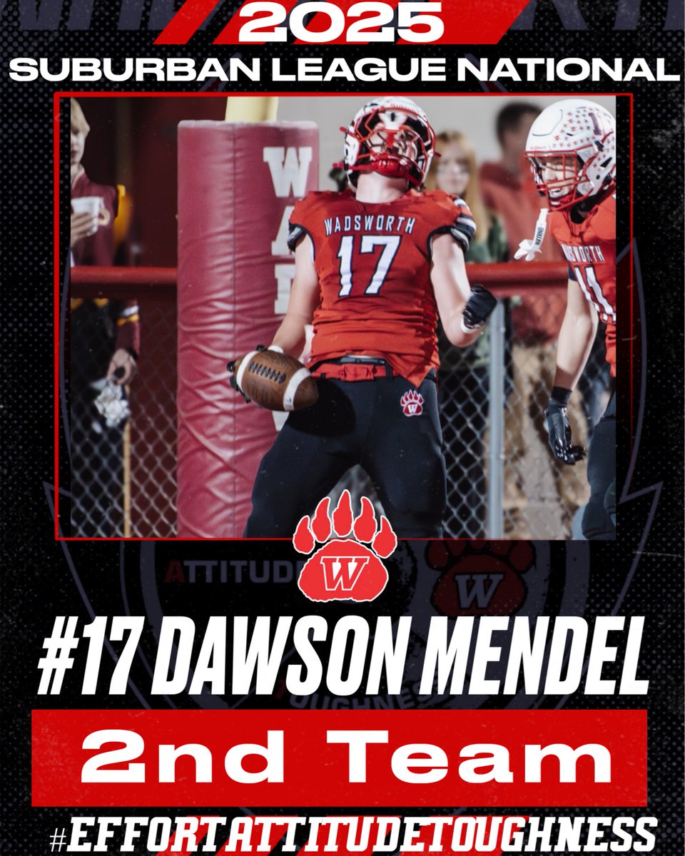 Congratulations to Senior Tight End/Defensive End Dawson Mendel on being named 2nd Team All Suburban League!  Congratulations on an excellent season!
#EffortAttitudeToughness