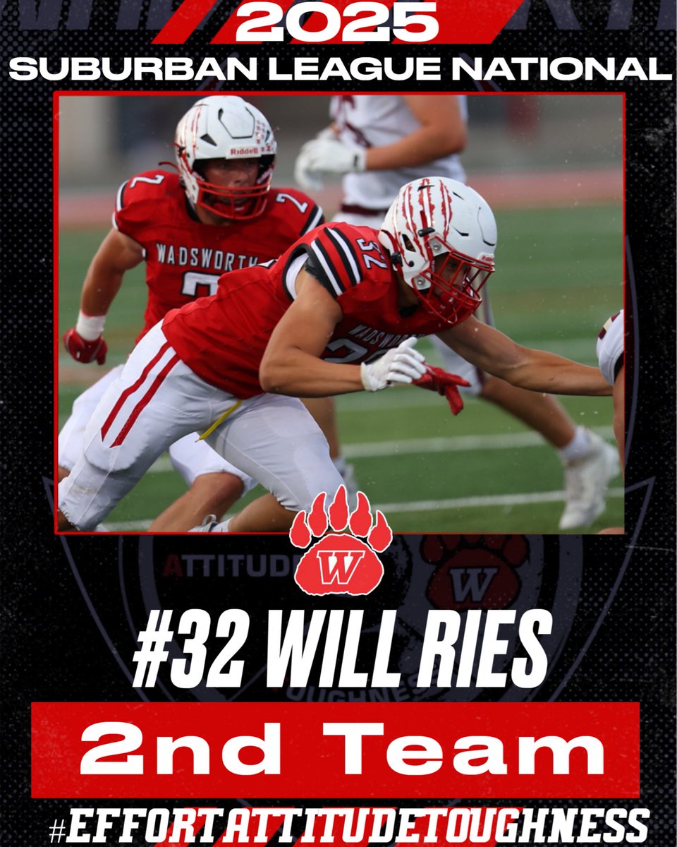 Congratulations to Senior Defensive Back Will Ries on being named 2nd Team All Suburban League!  Congratulations on an excellent season!
#EffortAttitudeToughness