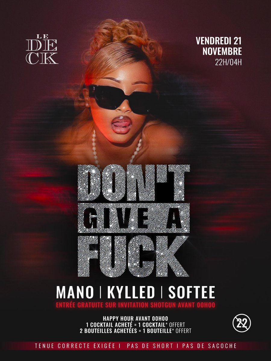 Foranight1's tweet image. LE DECK | GUADELOUPE 📍

VENDREDI 21 
DON’T GIVE A FUCK
@DjKylled @BricsSoftee @DEEJAY_MANO971