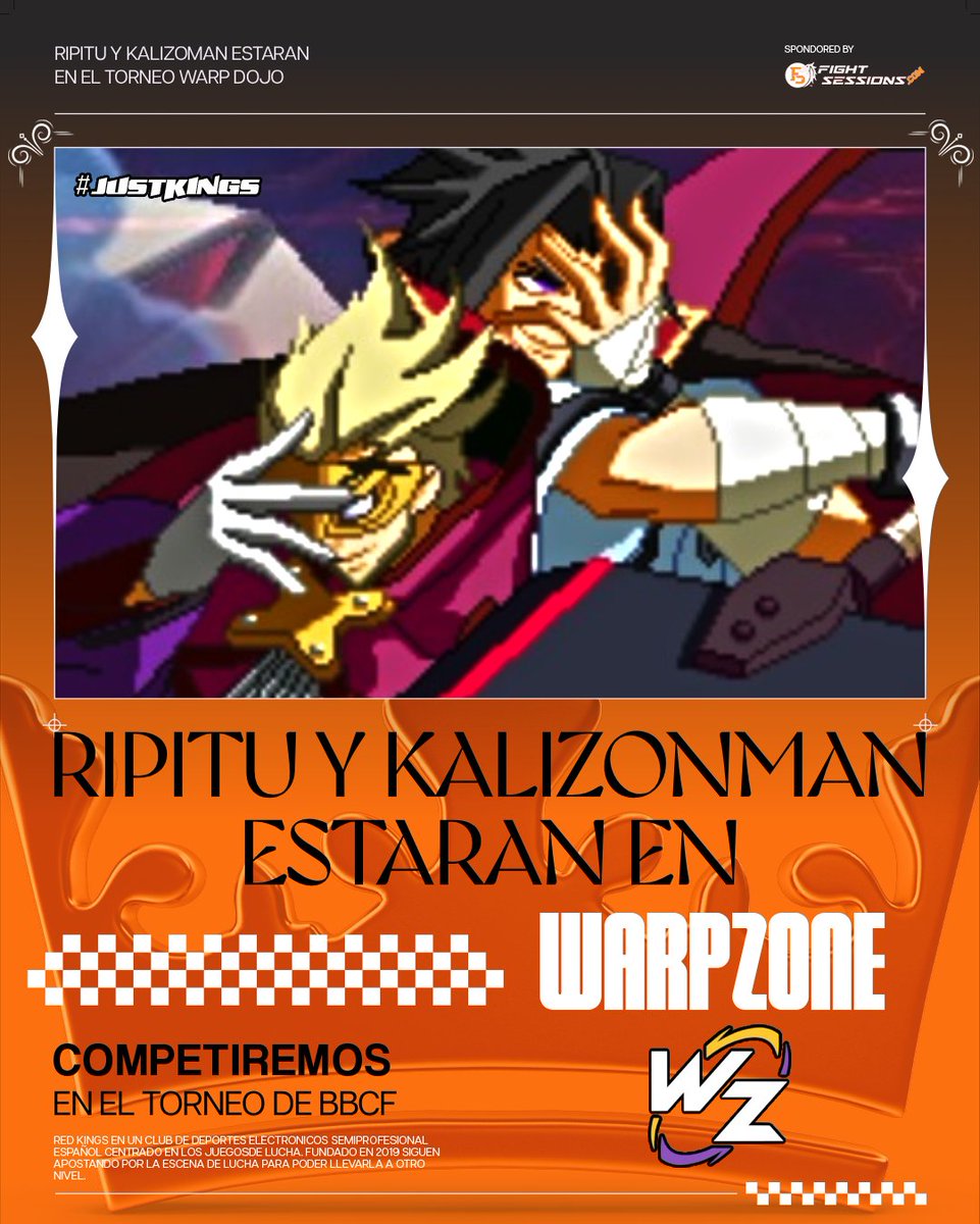 Este sábado estaremos presentes en el <a href="/WarpZoneES/">Warp Zone</a> 🔥🔥🔥

<a href="/RipituMan/">Ripitu</a> competirá en BBCF y GGST. <a href="/Kalizonman/">RKS | Kalizón FGC (La ducha son los padres)</a> competirá en BBCCF, GGST y Melty Blood 🎮🎮🎮

Será un fin de semana lleno de matchups complicados, ritmo explosivo y mucha intensidad 💥💥💥

#JUSTKINGS🦁👑