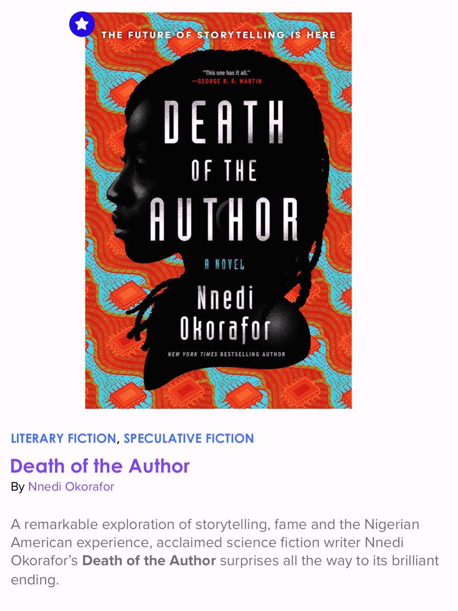 Nnedi's tweet image. …And now my novel has landed on BookPage’s Best Fiction of the Year list. Ha! Look at her flying. ✨

🤖🐬🇳🇬🇺🇸

Full list here: bookpage.com/best-books/bes…