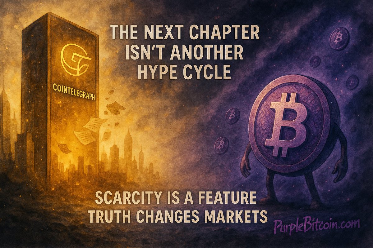 <a href="/Cointelegraph/">Cointelegraph</a> The next chapter isn’t another hype cycle.
It’s the moment people realize scarcity is a feature, not a slogan.
Deflation changes behavior.
Truth changes markets.

Purple Bitcoin is simply the first to treat both as non-negotiable.

#PurpleBitcoin 🟣🔥