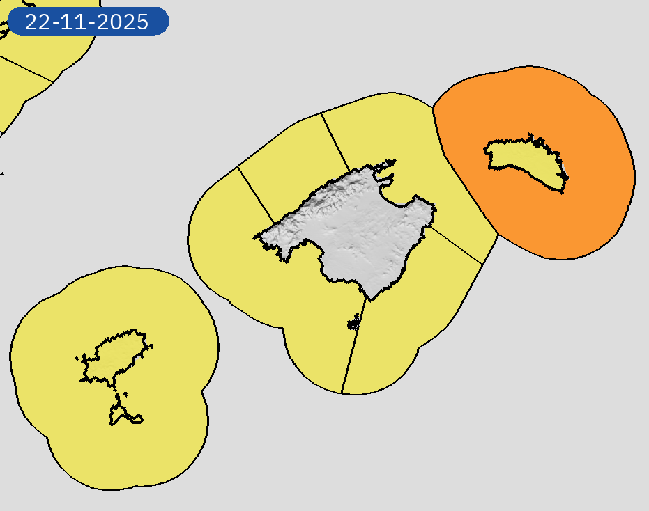 21/11 00:06 AVISOS HOY Y MAÑANA | Illes Balears: vientos, costeros, lluvias y tormentas. Nivel máximo de aviso: naranja.
Actualizaciones en aemet.es/es/eltiempo/pr…