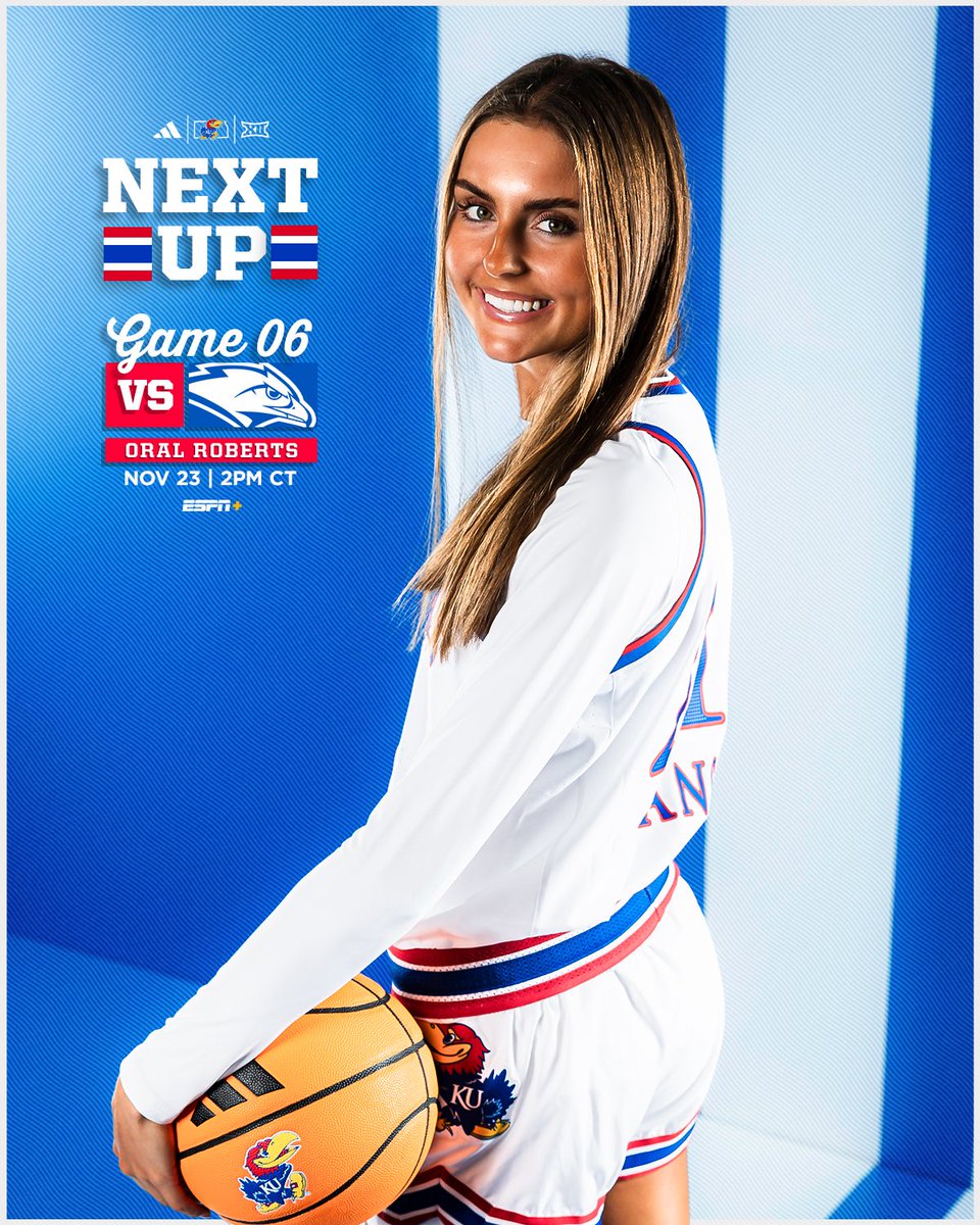 Eyes forward 👀

<a href="/KUWBball/">Kansas Women's Basketball</a> vs. Oral Roberts
Nov. 23 | 2:00 PM CT | ESPN+