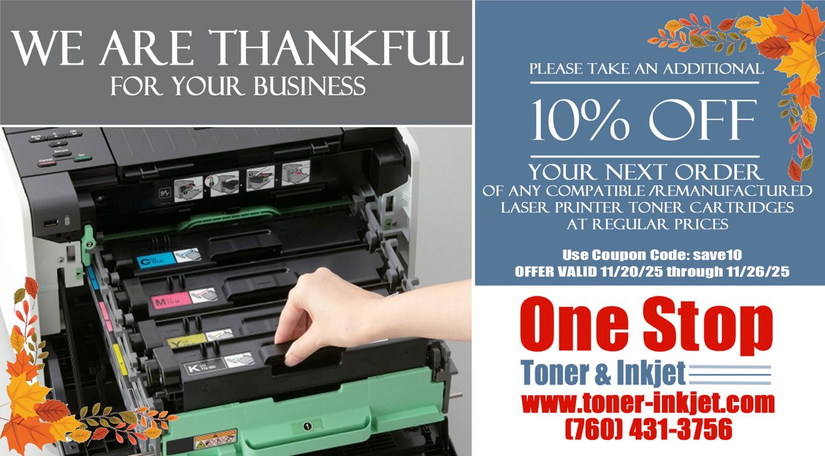 OneStopToner's tweet image. We are grateful for your business, loyalty, and friendship!